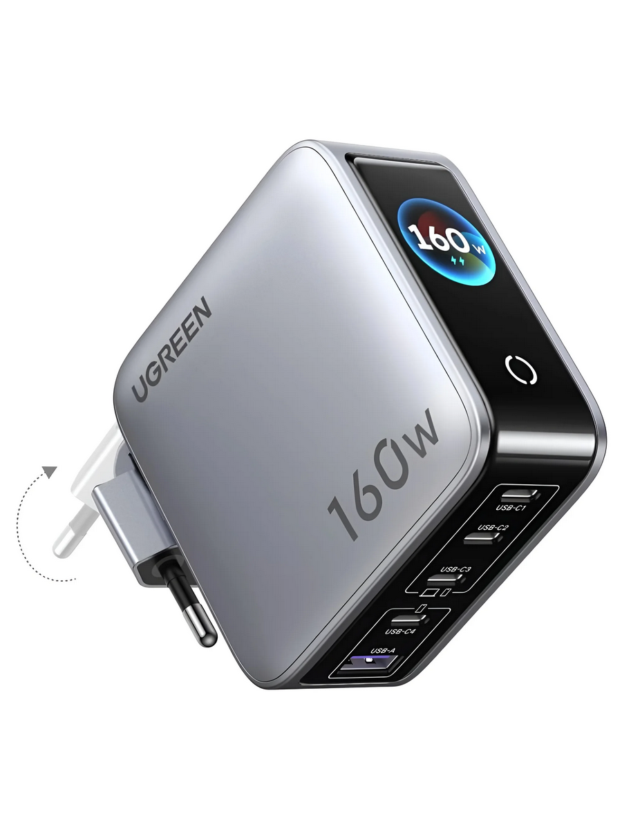 Зарядное устройство UGREEN X774 (65637B) 160W серебристый 5-Port GaN 4*USB-C&USB-A Fast Charger