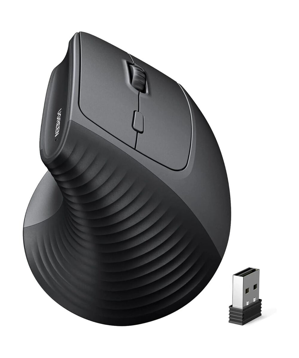 Беспроводная компьютерная мышь UGREEN M571P (65042) Wireless Vertical Mouse 2.4GHz & BT черный