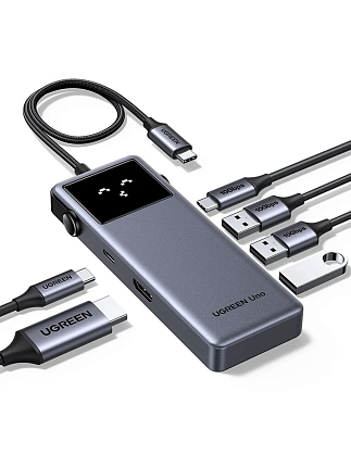 Хаб UGREEN CM889 (75177) 6-in-1 USB-C Hub With 3*USB-A&USB-C&HDMI&USB-C PD. Цвет: серый космос